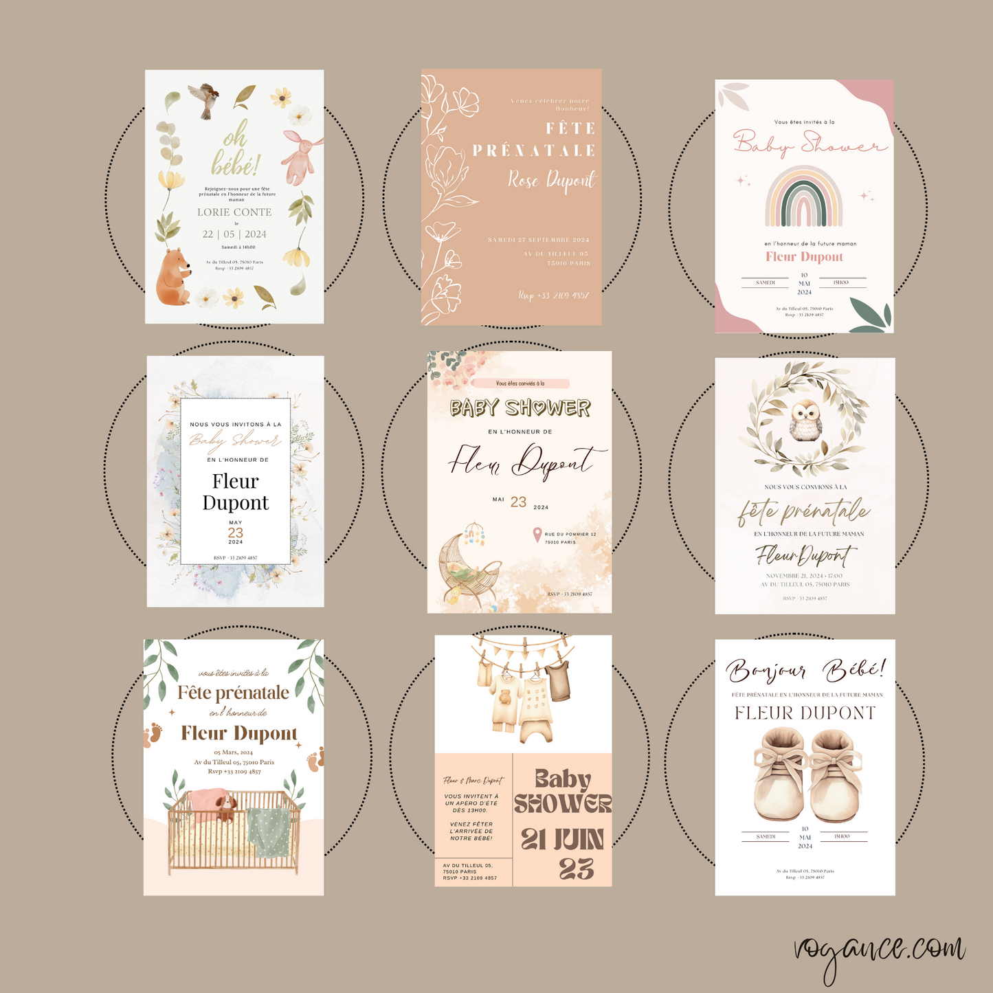 Lot de 25 Cartes d'Invitation Baby Shower Modifiables - Tons Neutres, A5 - Premium Media de voguance - Seulement €24.99! J'achète maintenant voguance