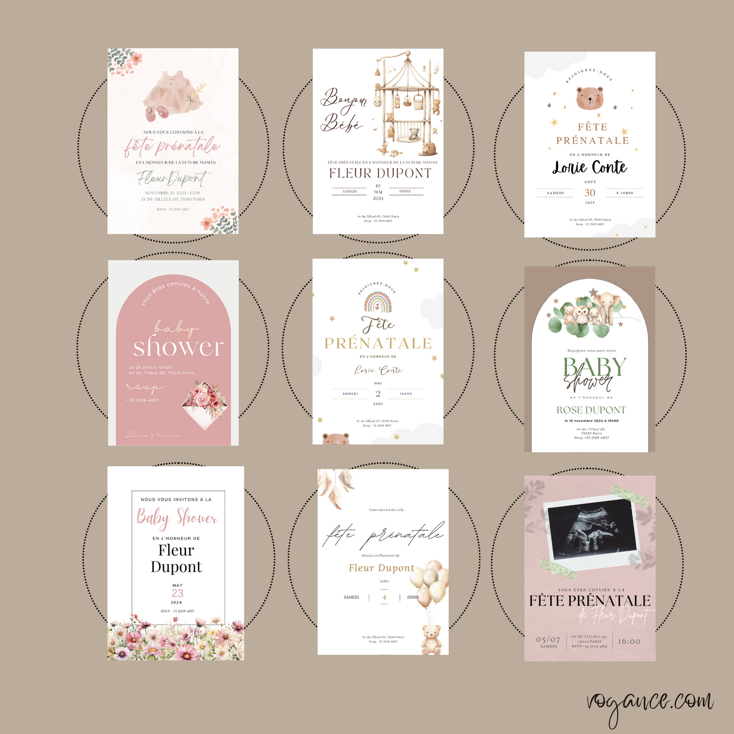 Lot de 25 Cartes d'Invitation Baby Shower Modifiables - Tons Neutres, A5 - Premium Media de voguance - Seulement €24.99! J'achète maintenant voguance