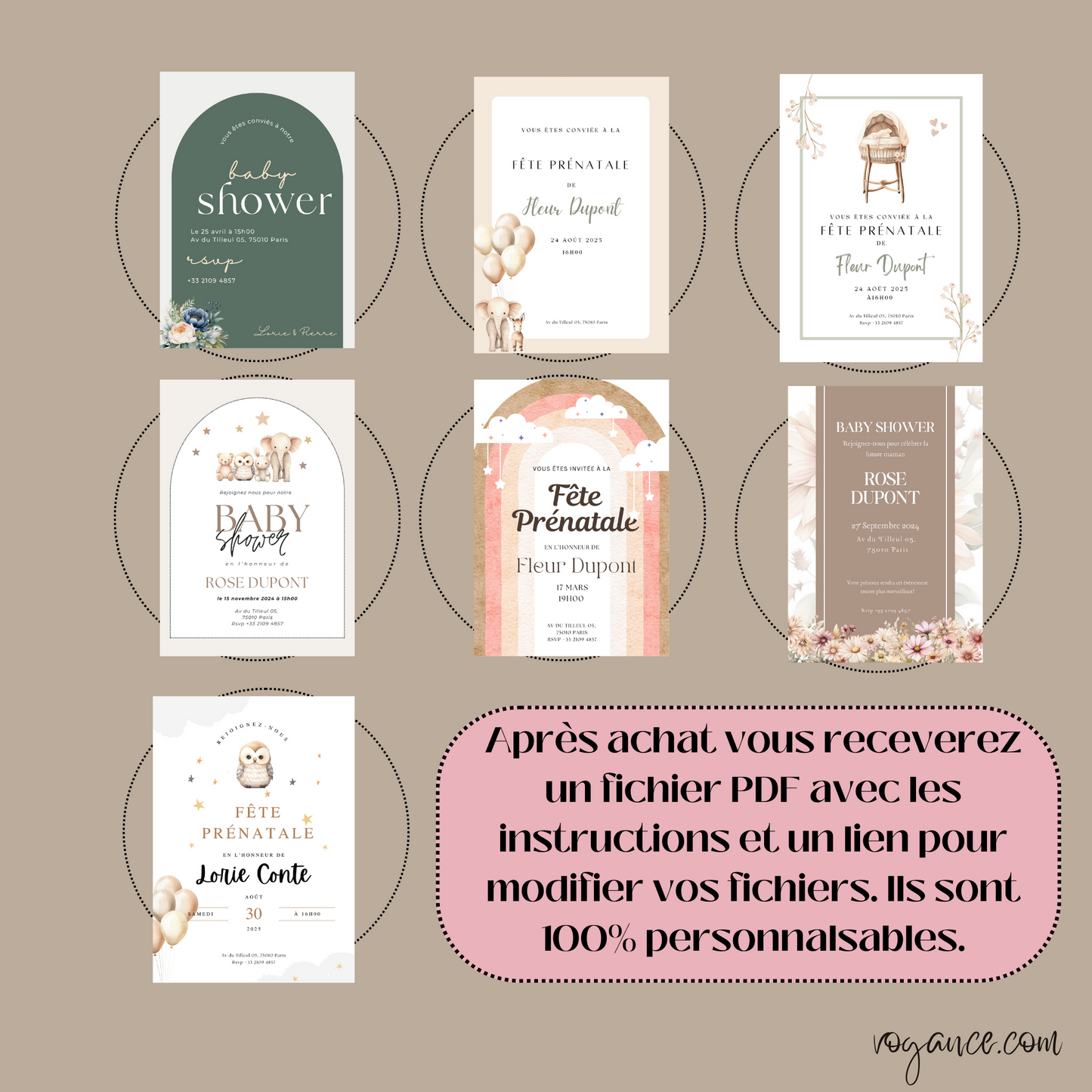 Lot de 25 Cartes d'Invitation Baby Shower Modifiables - Tons Neutres, A5 - Premium Media de voguance - Seulement €24.99! J'achète maintenant voguance