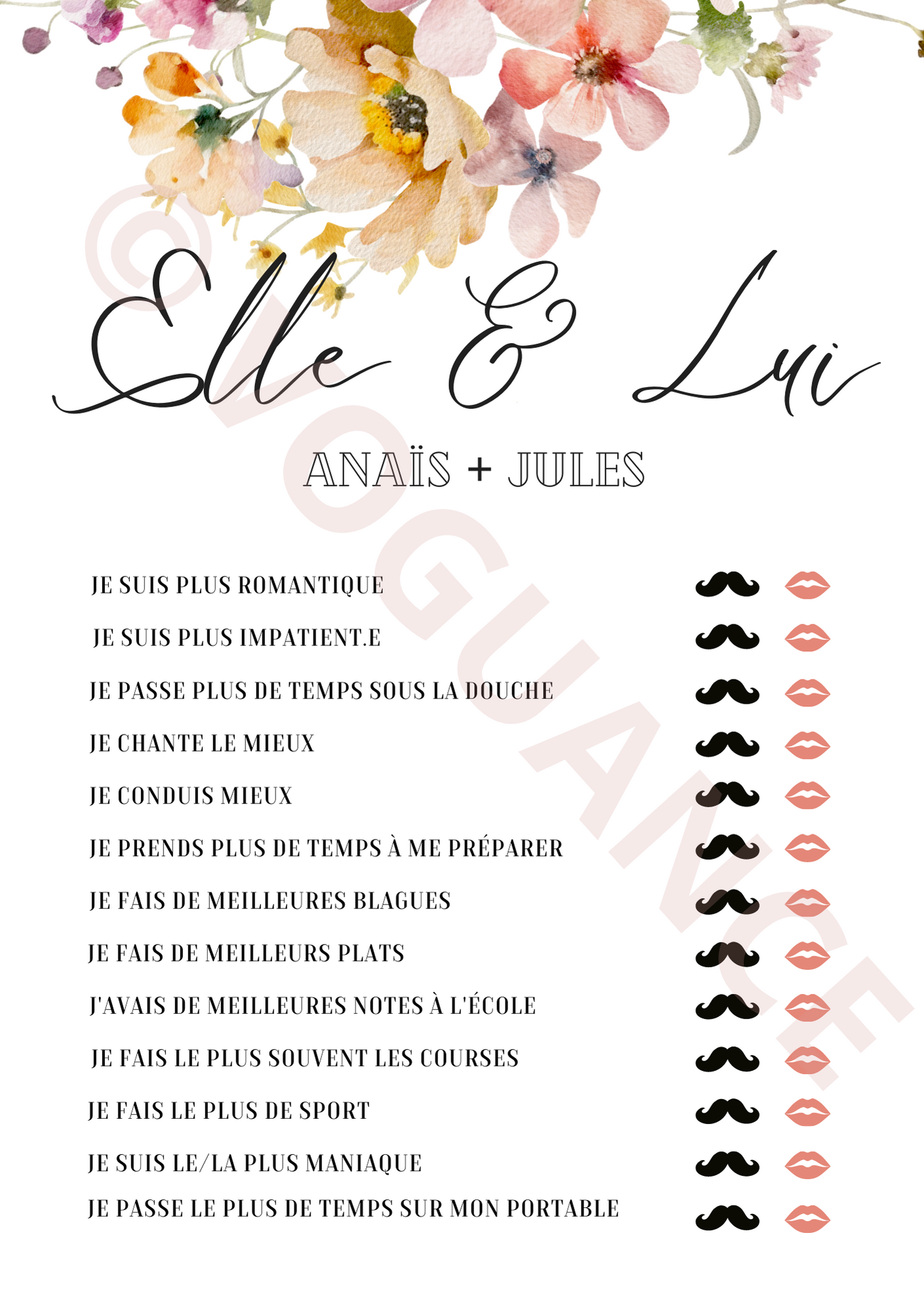 Jeu Elle et Lui pour Mariage - Des Questions Amusantes et Décalées - Premium Magazine de voguance - Seulement €6.90! J'achète maintenant voguance