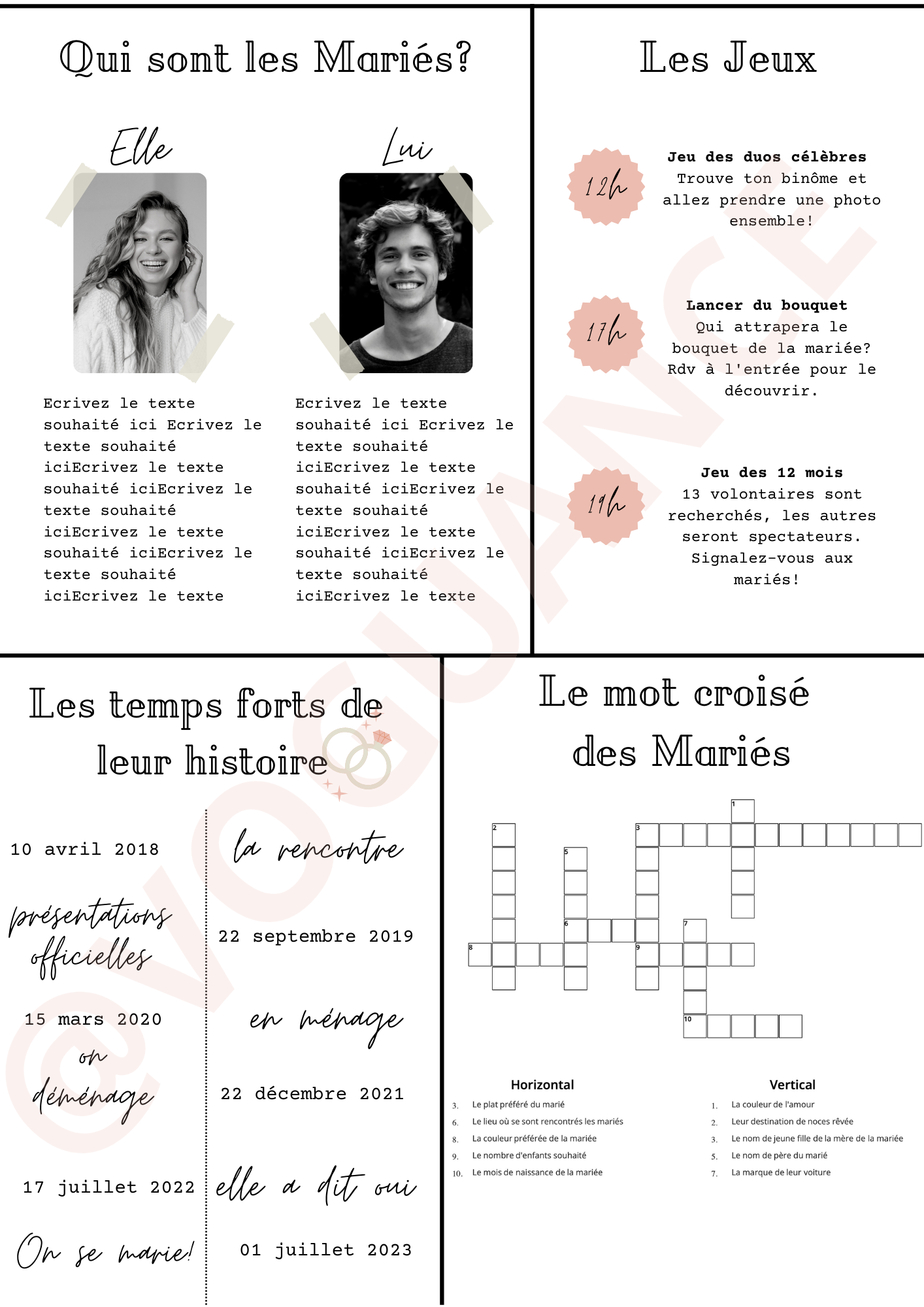 Gazette des Mariés "Aujourd'hui, ils se disent oui", modifiable à télécharger 4 pages, A3 - Premium Magazine de voguance - Seulement €29.99! J'achète maintenant voguance