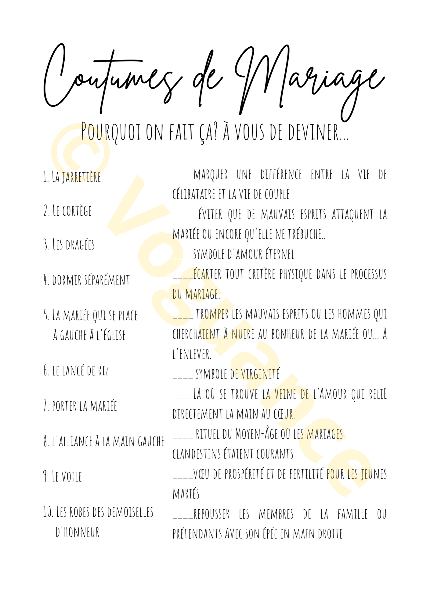 Jeu de Mariage: Jeu Coutumes de Mariage Traditions de Mariage - Premium Magazine de voguance - Seulement €5.50! J'achète maintenant voguance