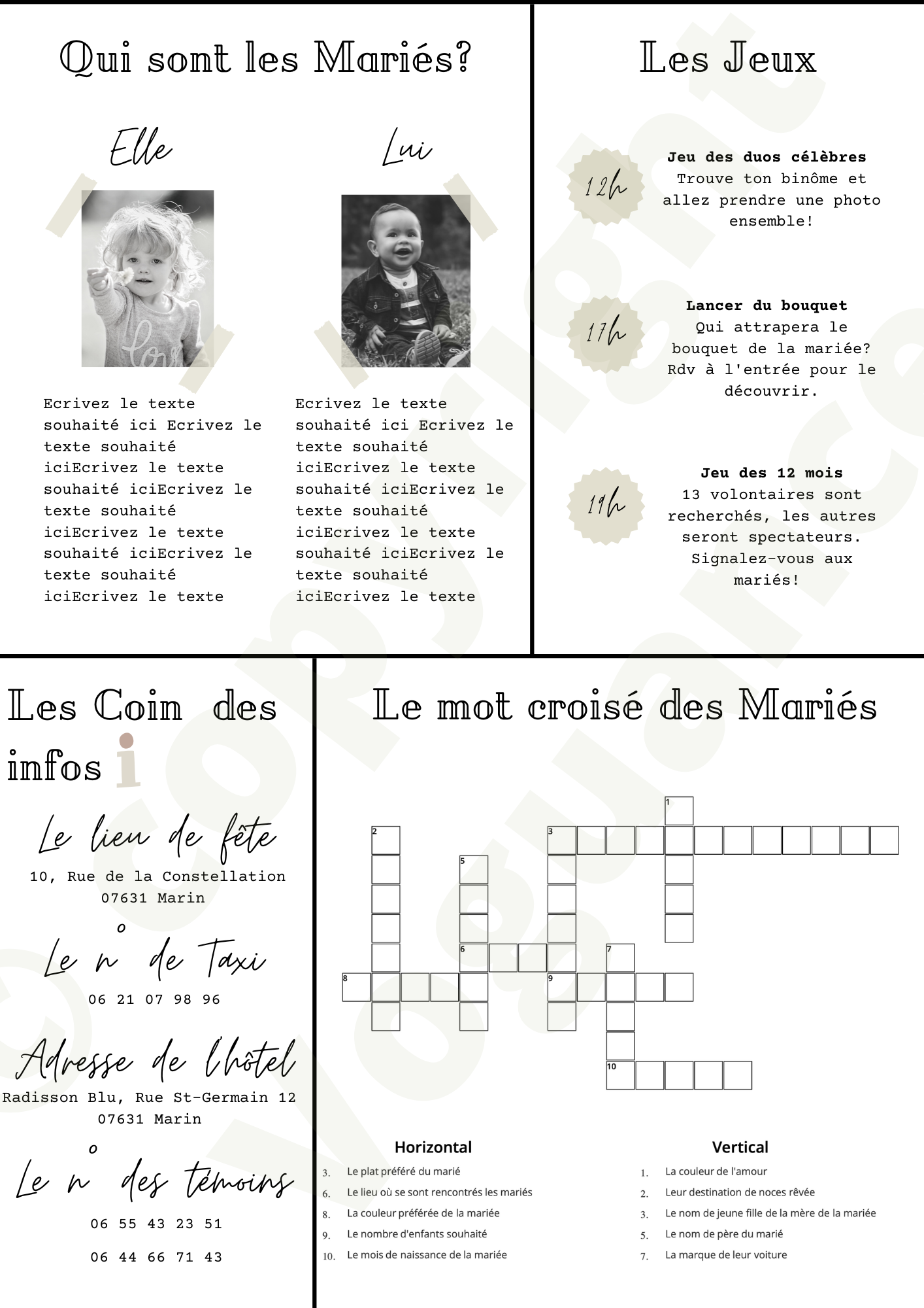 Gazette des Mariés A3 en Français, personnalisable à imprimer, 2 pages A3 - Premium Magazine de voguance - Seulement €19.99! J'achète maintenant voguance