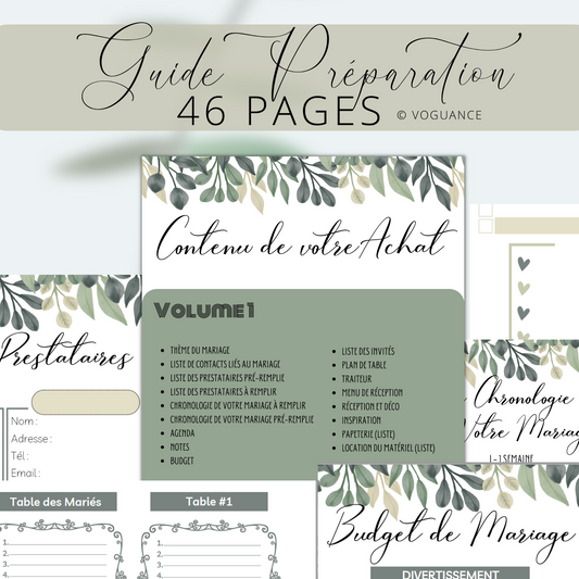 Guide de Préparation Mariage A4, 46 pages PDF imprimable - Premium Magazine de voguance - Seulement €15.99! J'achète maintenant voguance